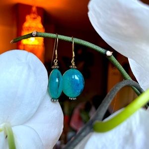 Handmade aqua blue stone earrings